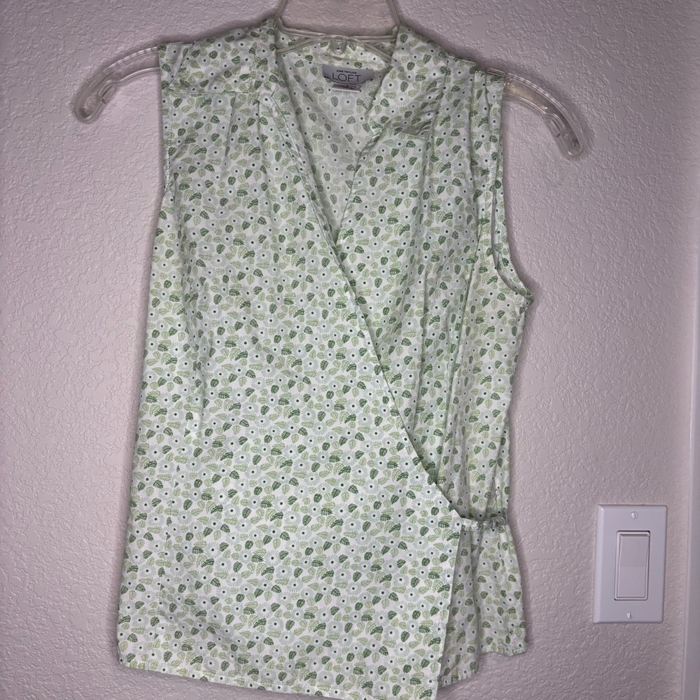 LOFT Creamâ Sleeveless Wrap Blouse